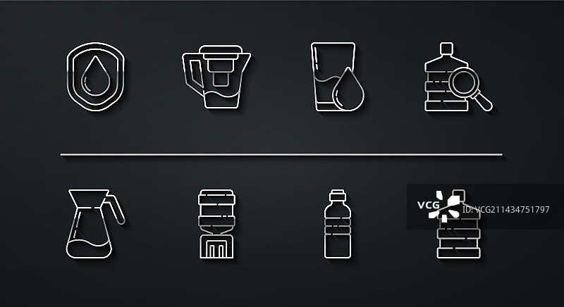 防水水壶玻璃杯装水组合图片素材