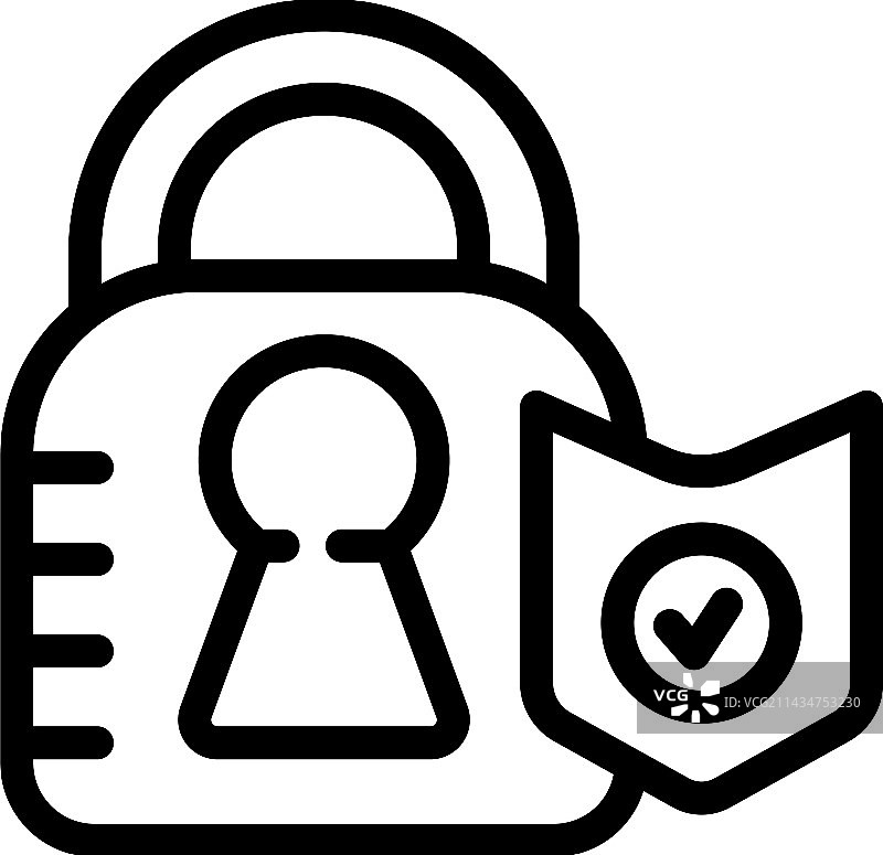 挂锁盾牌图标轮廓安全防护图片素材