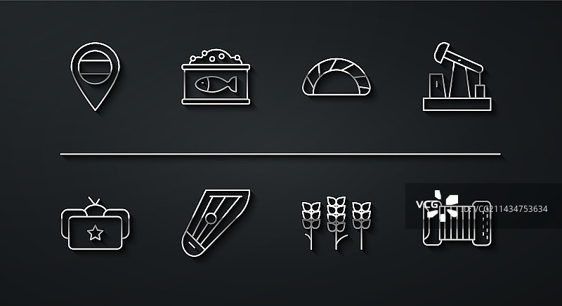 俄罗斯毛帽抽油泵线条图标图片素材