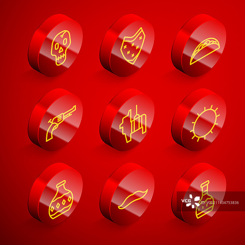 骷髅墨西哥卷饼玉米饼线条组合图片素材