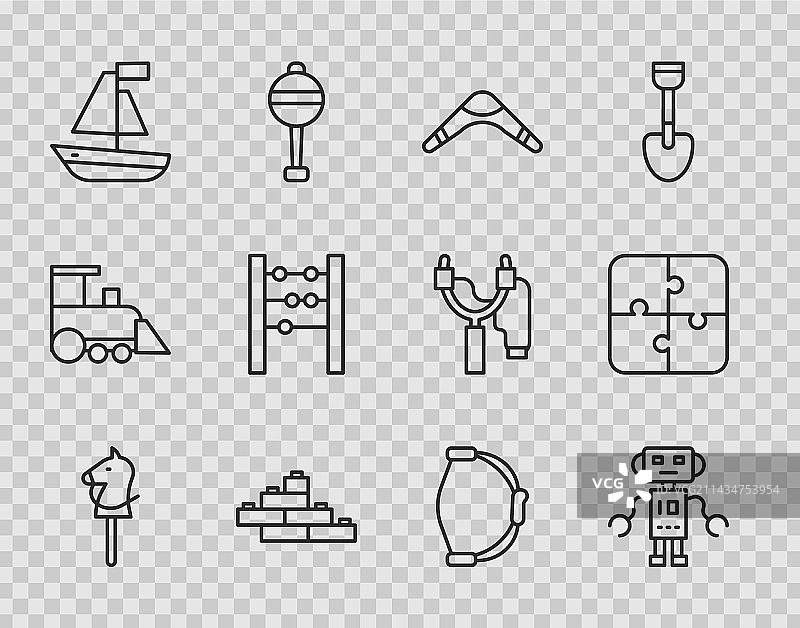 玩具马机器人玩具回旋镖积木线条图标图片素材