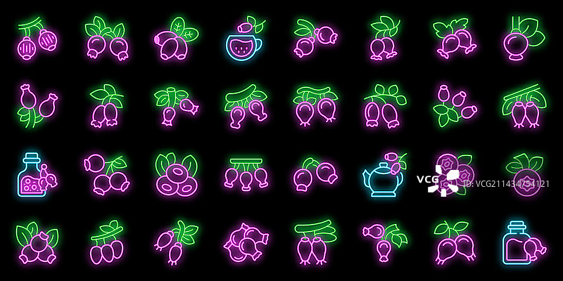玫瑰果图标霓虹灯图片素材