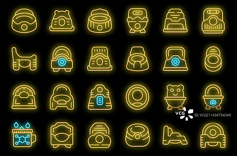 霓虹儿童便盆图标集图片素材