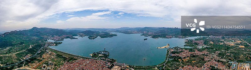 2023年5月2日，山东济南，航拍莱芜区雪野湖水库风光。图片素材