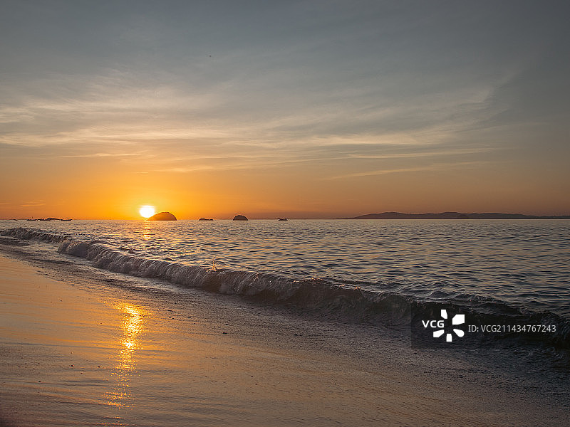 厦门黄厝沙滩日出图片素材