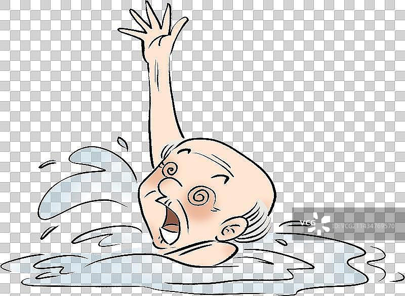 溺水的老人人物元素图片素材