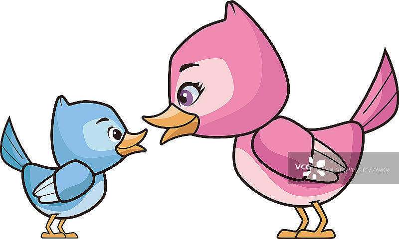 可爱的鸟妈妈和宝宝图片素材