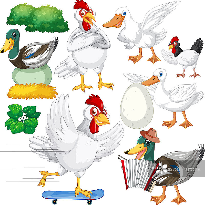 混合农场动物角色套装图片素材