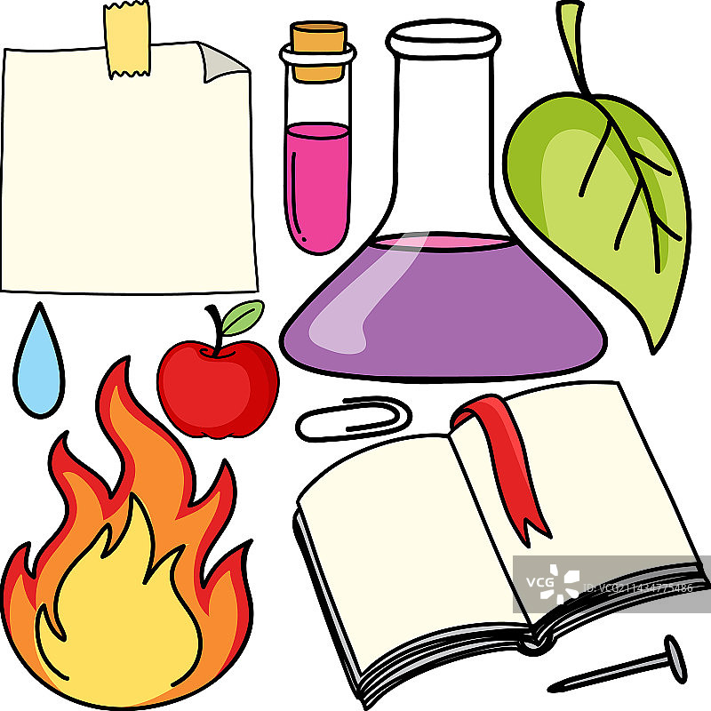 彩色科学物品和图标合集图片素材