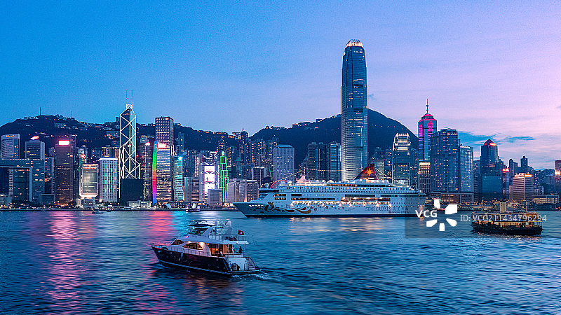 维多利亚港日落夜景图片素材