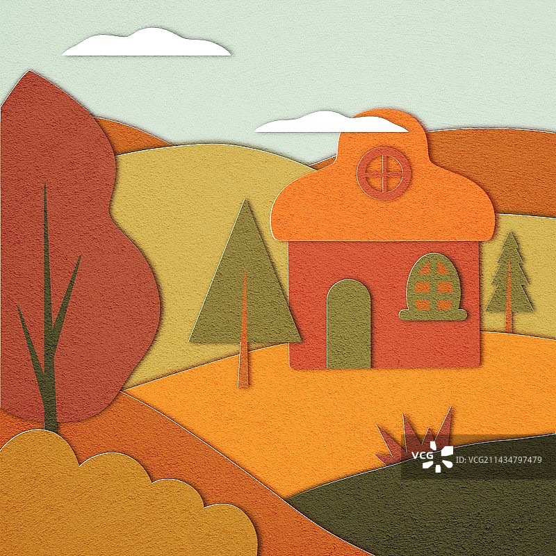 剪纸风格插画图片素材