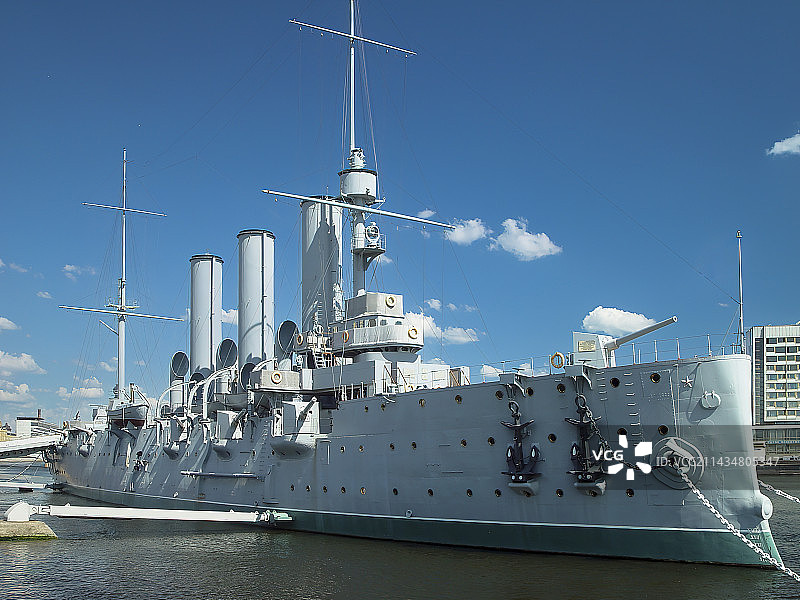 圣彼得堡，涅瓦河，阿芙乐尔号巡洋舰图片素材