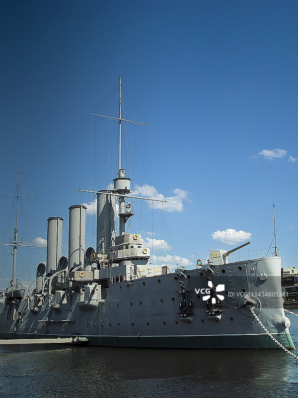 圣彼得堡，涅瓦河，阿芙乐尔号巡洋舰图片素材