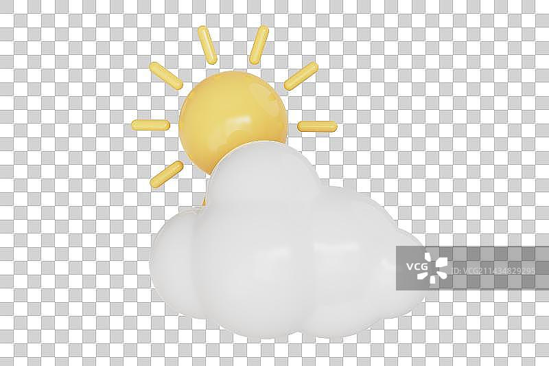 太阳云朵三维插画图片素材