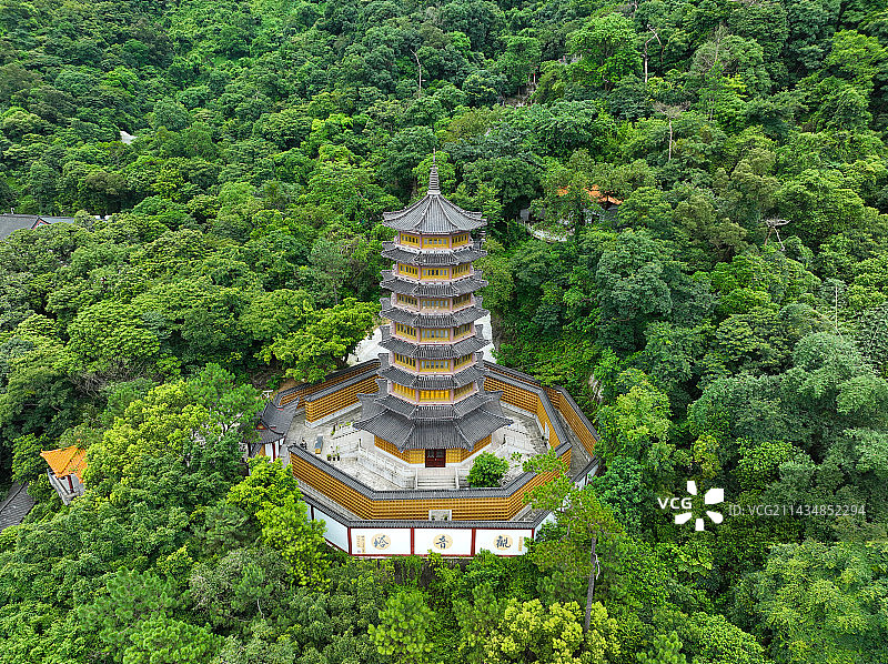广东省江门市圭峰山森林公园叱石风景区观音寺杜阮凉瓜田园综合体航拍图片素材