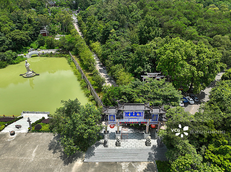 广东省江门市圭峰山森林公园叱石风景区观音寺杜阮凉瓜田园综合体航拍图片素材