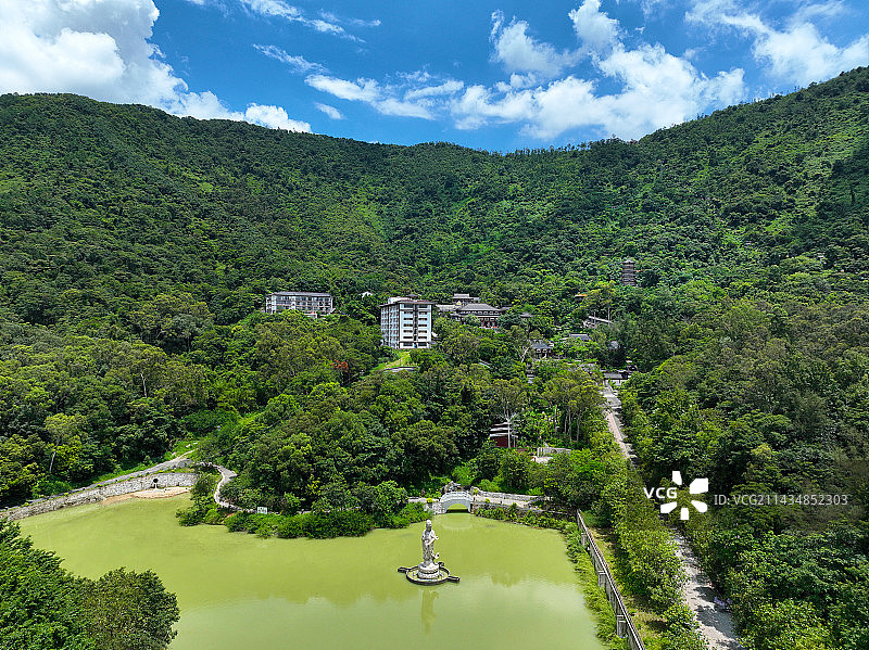 广东省江门市圭峰山森林公园叱石风景区观音寺杜阮凉瓜田园综合体航拍图片素材
