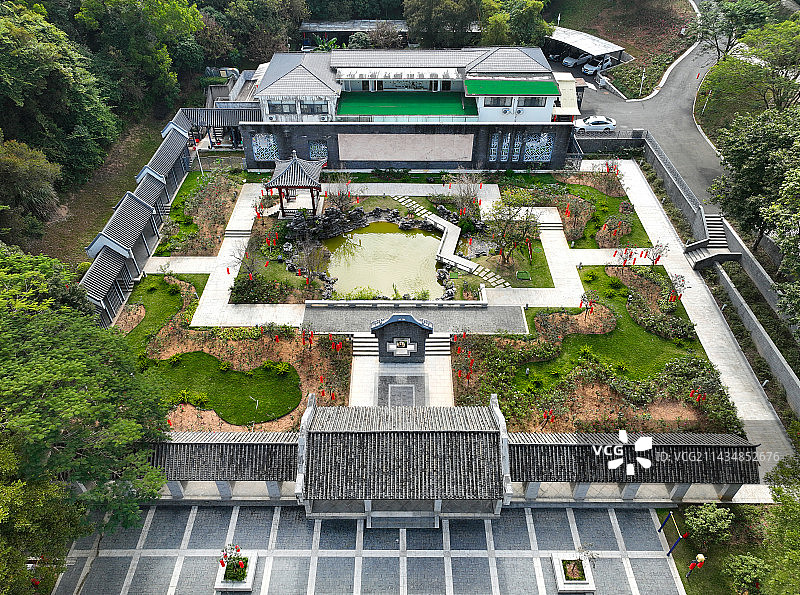 广东省深圳市龙华区清湖文化公园廖氏宗祠航拍图片素材