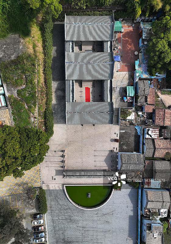广东省深圳市龙华区清湖文化公园廖氏宗祠航拍图片素材