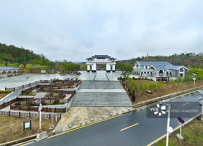 湖南省邵阳市大祥区蔡锷乡蔡锷故里文化博览园航拍图片素材