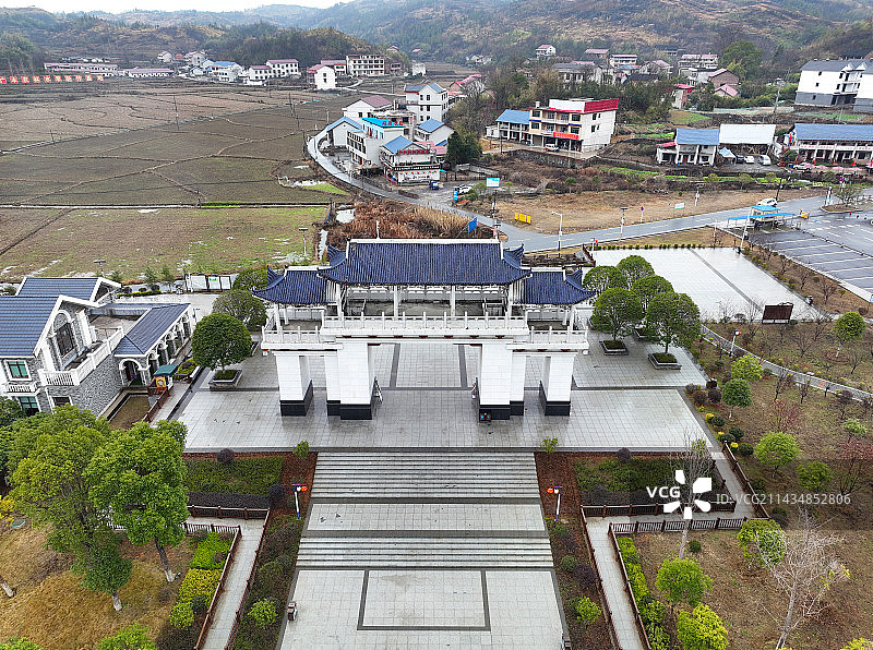 湖南省邵阳市大祥区蔡锷乡蔡锷故里文化博览园航拍图片素材