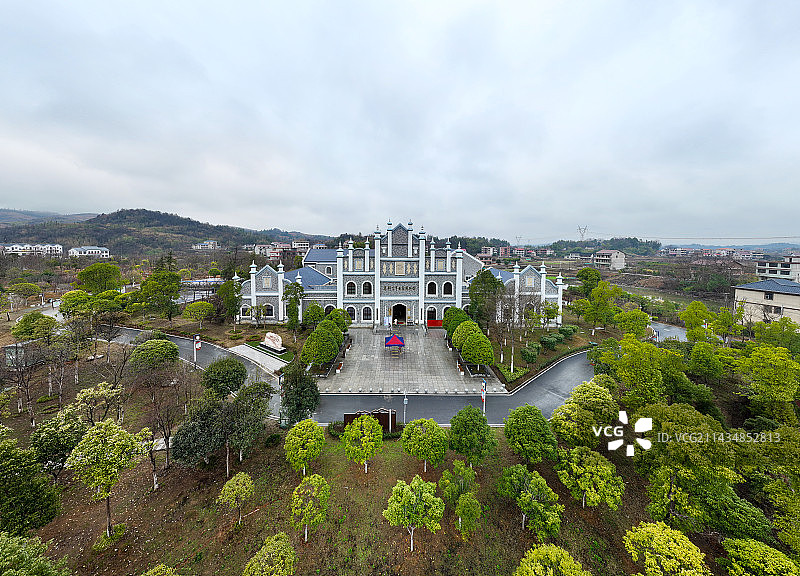 湖南省邵阳市大祥区蔡锷乡蔡锷故里文化博览园航拍图片素材