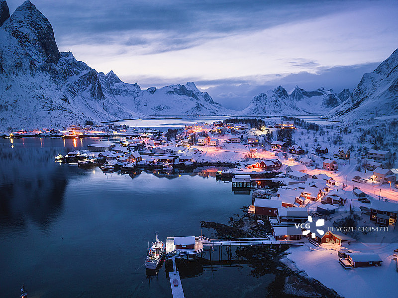 冬日峡湾夜色图片素材