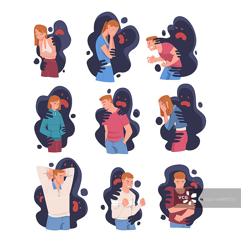 男人和女人感到恐惧、愤怒和恶意图片素材