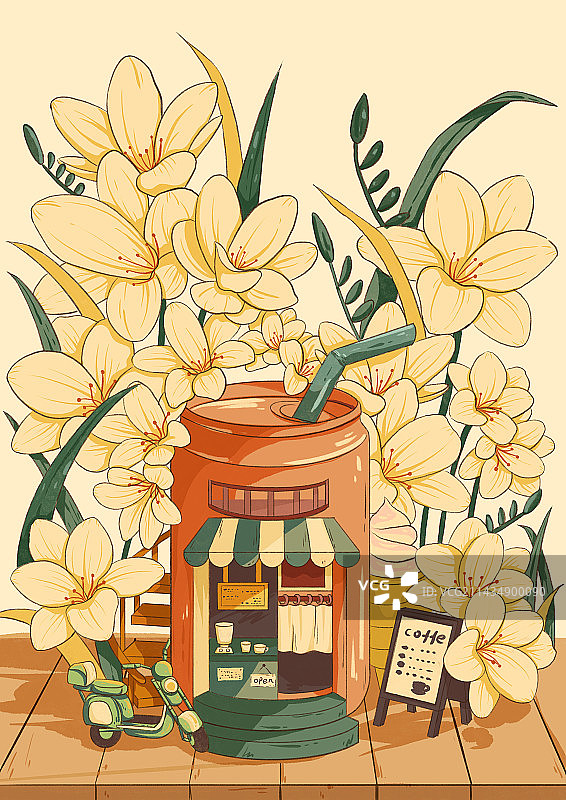 小苍兰咖啡店图片素材