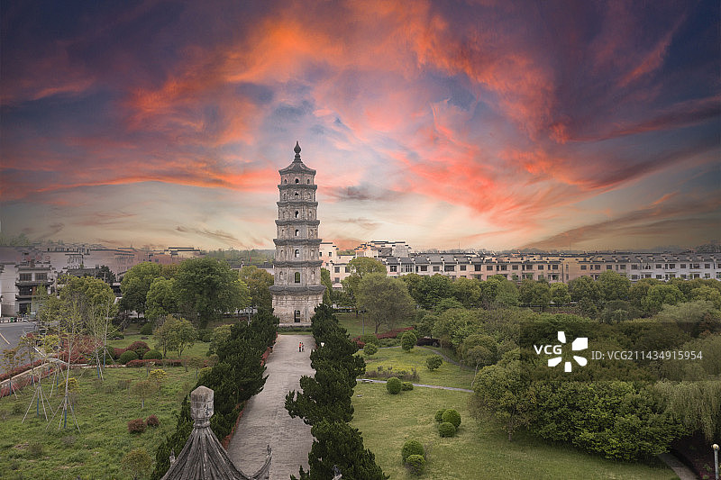 安徽省歙县下尖塔航拍图片素材