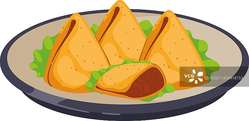 盘中的穆斯林美食萨摩萨图片素材