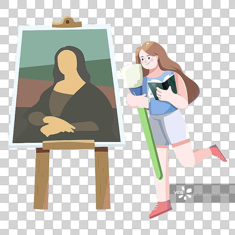 插画设计元素人物与画架图片素材