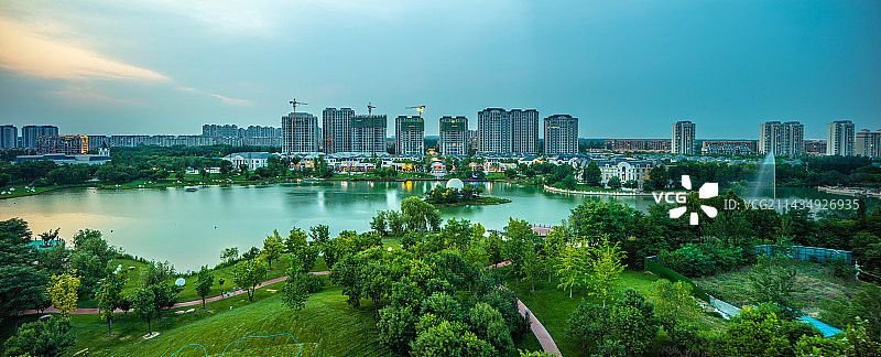 湖边建筑风光图片素材