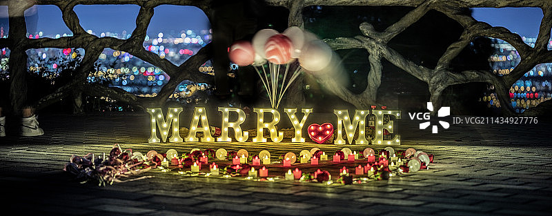 求婚场地灯光浪漫布置图片素材