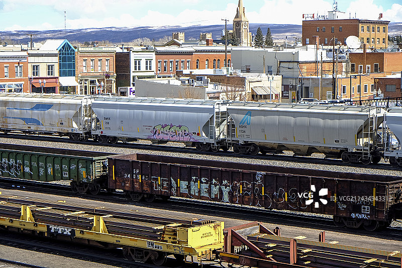 美国西部怀俄明州拉勒米市火车站图片素材