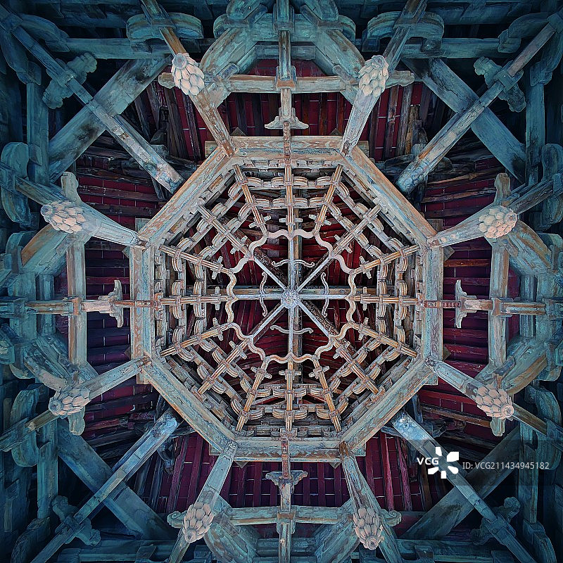 穹顶 润城东岳庙八角亭图片素材