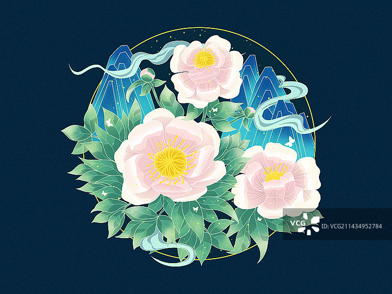 中国风插画 中草药白芍图片素材
