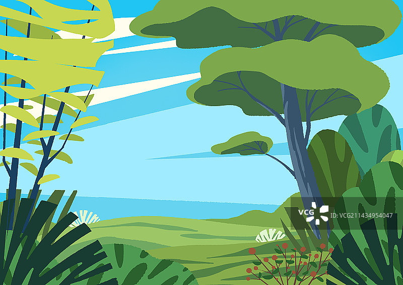 树林中的自然景观白天背景插画图片素材