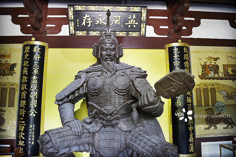 山东济南秦琼祠  秦琼塑像图片素材