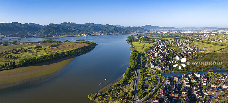 杭州西湖区袁浦镇沿江新农村风图片素材