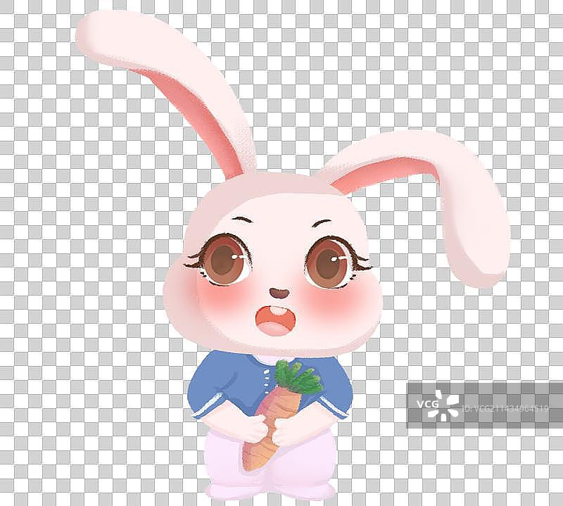 卡通小兔子扁平肌理风图片素材