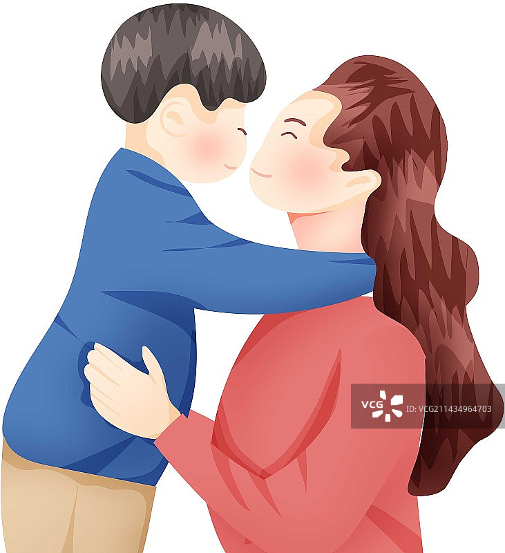 手绘母亲节母女插画图片素材