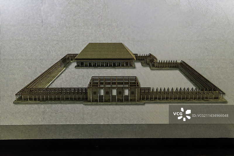 中国古代住房样式，夏朝都城的宫殿与民居模型图片素材