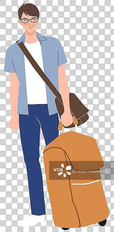 旅游带行李箱的男性图片素材