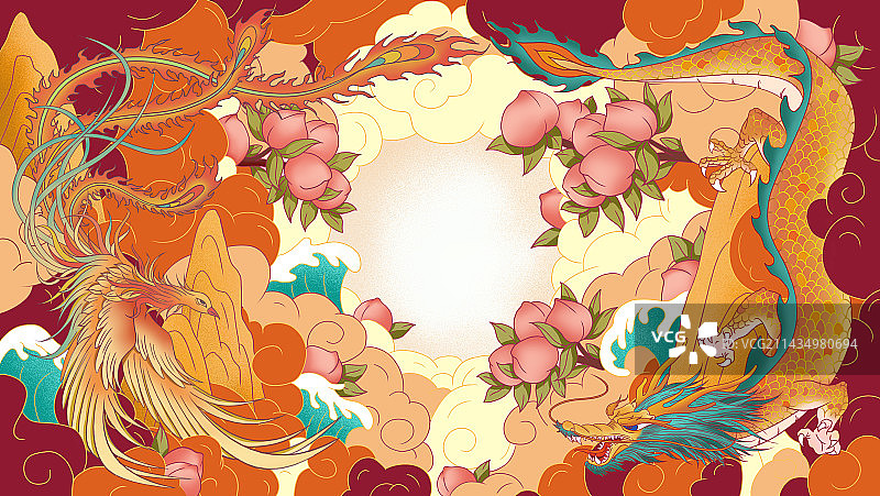 龙凤呈祥桃子图片素材