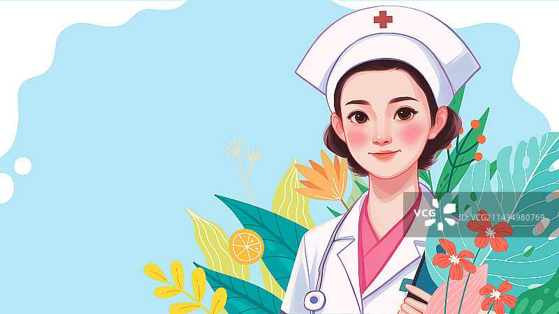 国际护士节致敬白衣天使手绘插画海报图片素材
