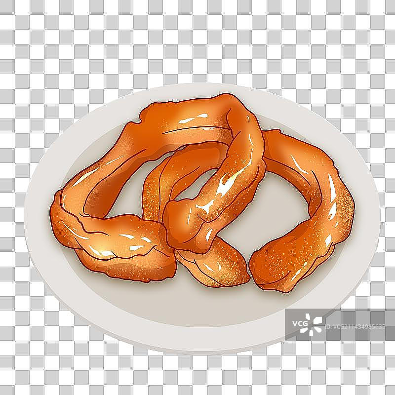 北京豆汁儿焦圈手绘插画元素图片素材