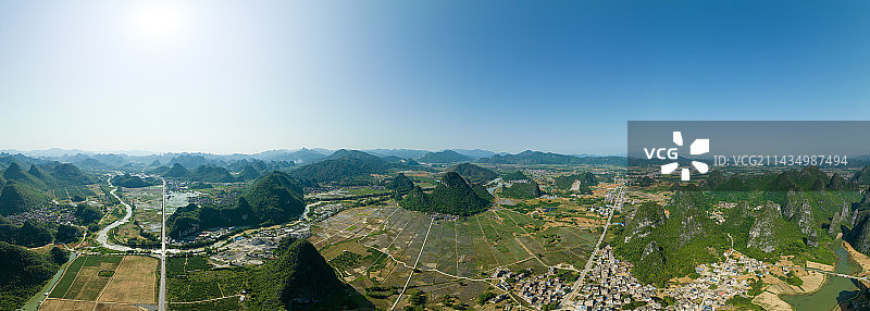 航拍贺州市钟山县水墨田园全景图图片素材