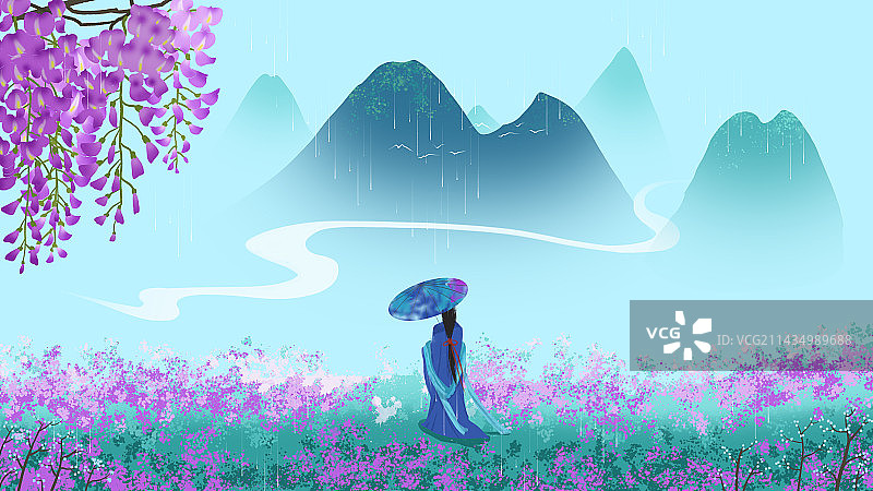 古风山水人物插画图片素材