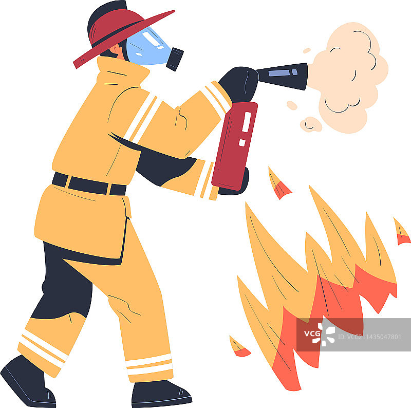 专业消防员正在灭火图片素材